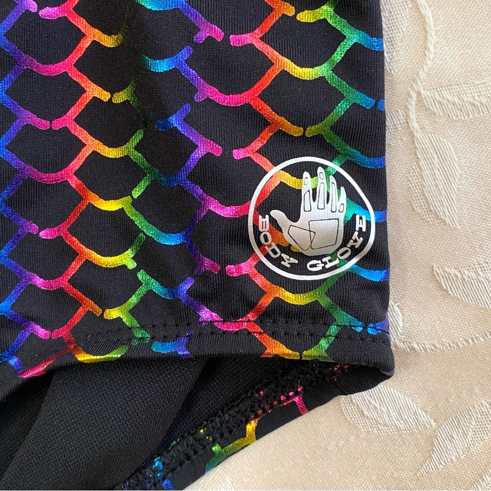Body Glove Swimsuit Girls size 10 Rainbow Scale Cutout One-Piece Black Multi NWT - Picture 5 of 10